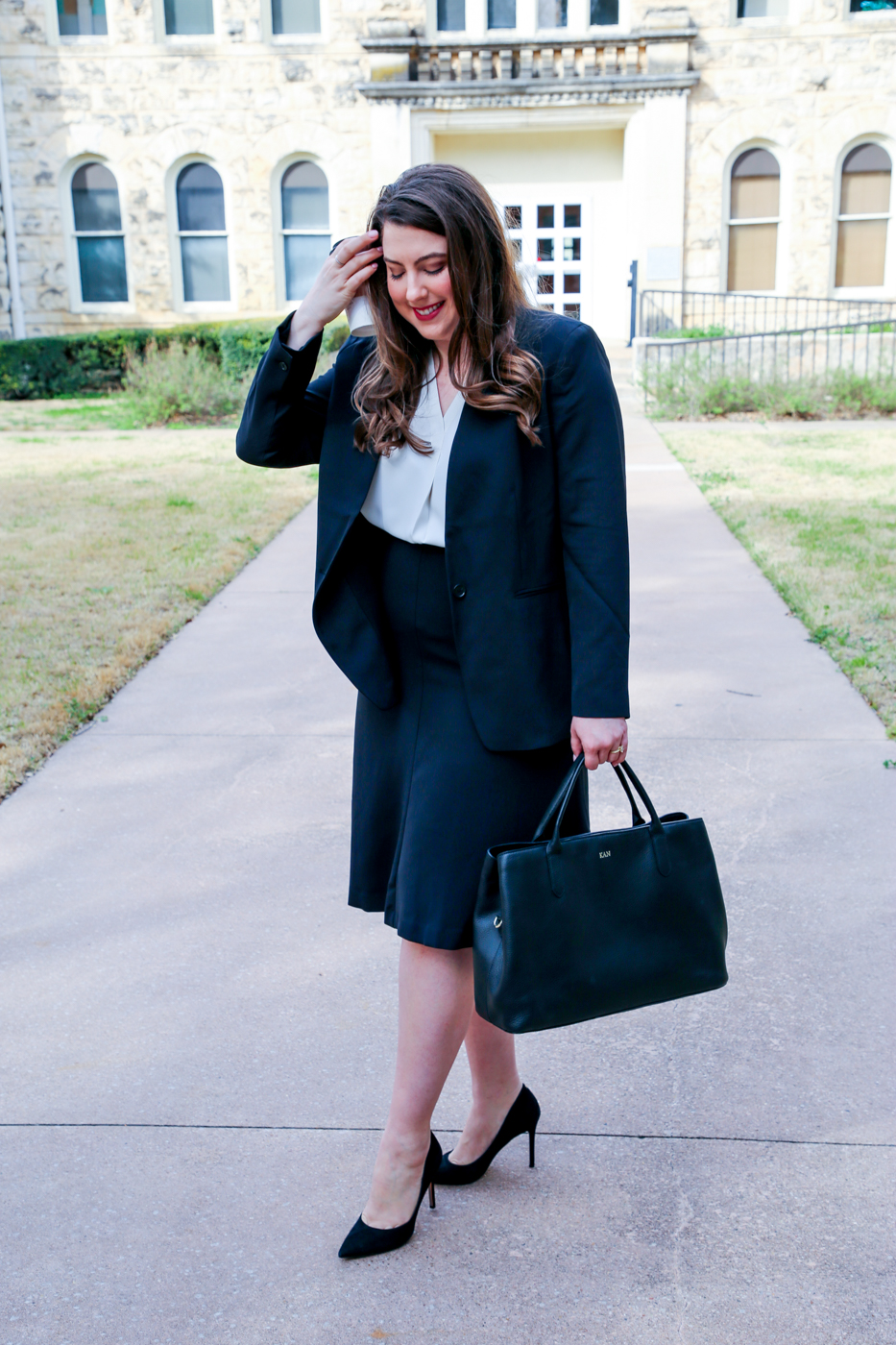 Black Suit Spring Workwear Outfit Work Outfit Workwear Outfit Ideas The Docket Blog 12 