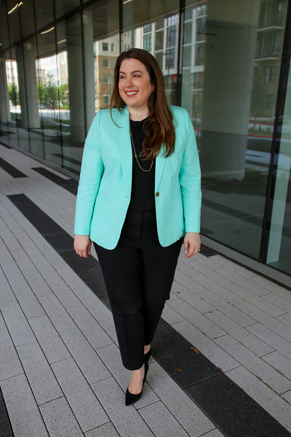 Mint green blazer store outfit